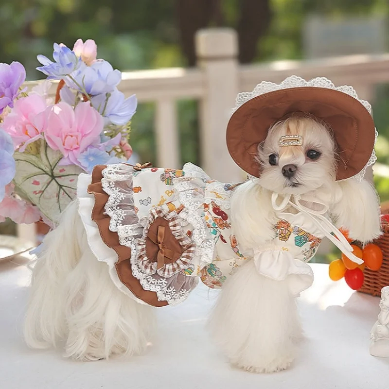 

Винтажное платье для домашних животных со шляпой. Платье для домашних животных с кружевной отделкой и подходящей шляпой. Тюлевая юбка для домашних животных. Платье-пачка для собак. праздничная одежда.