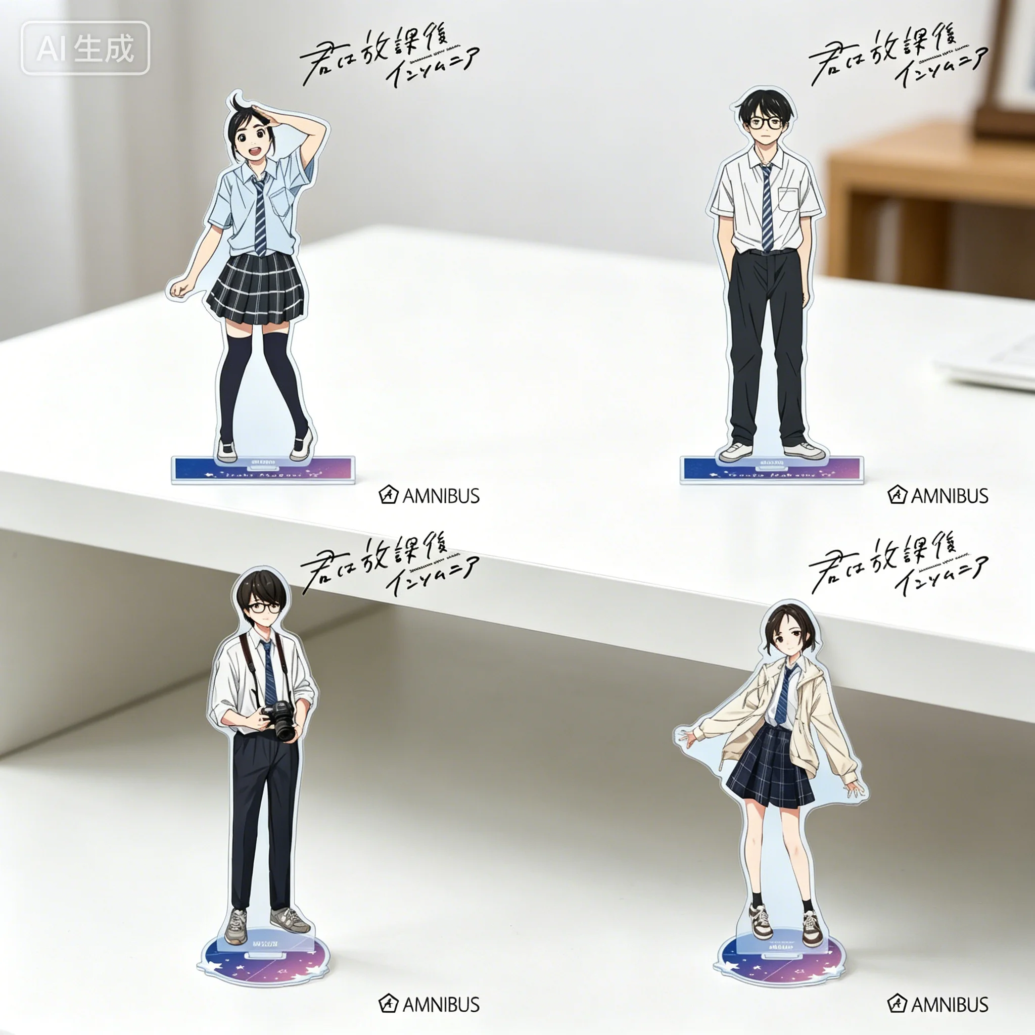 Anime Insomniacs After School Isaki Magari Ganta Nakami - Letrero acrílico de pie, llaveros, adorno de escritorio, regalos para fans