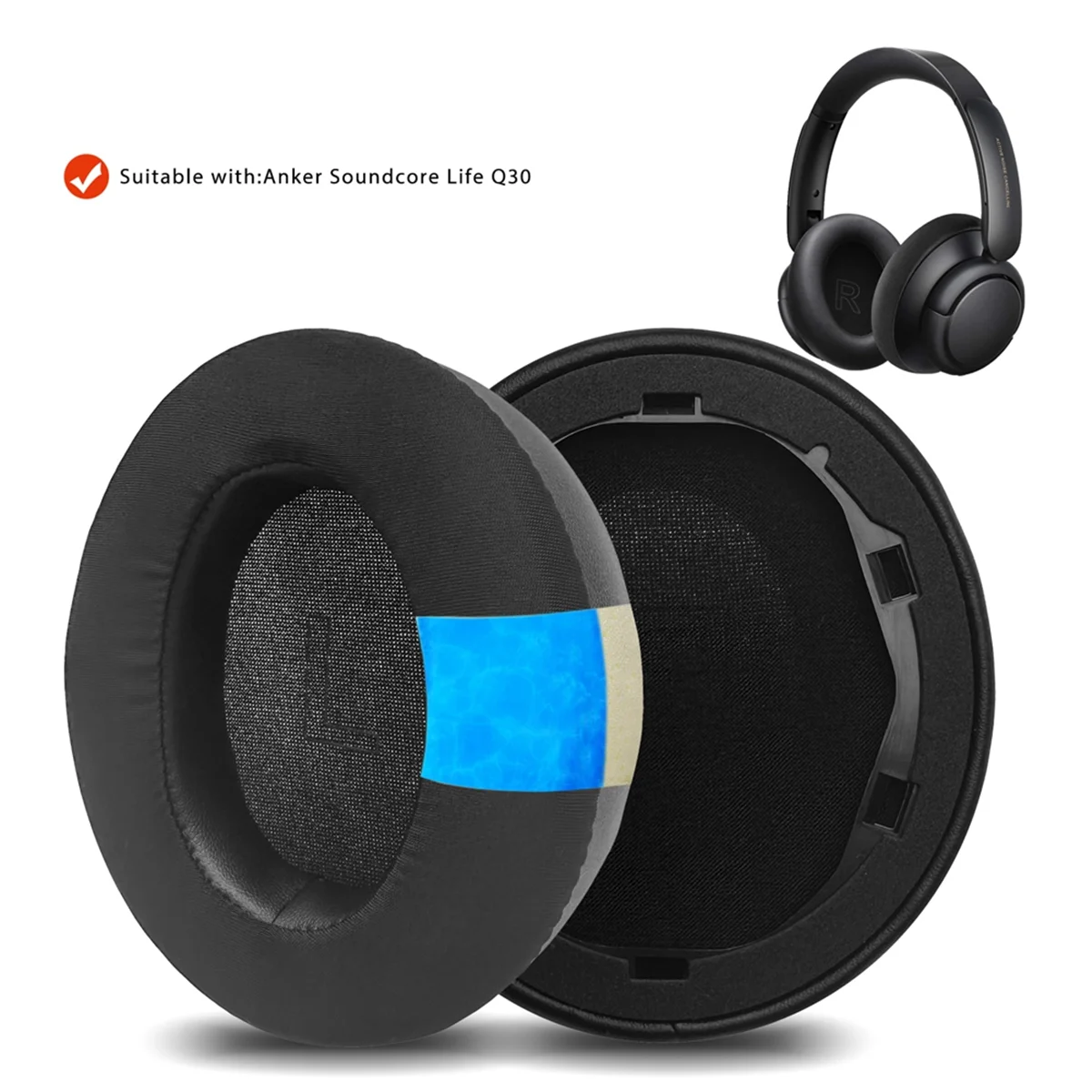 ABSQ-Replacement Earpads for Anker Soundcore Life Q30 Headphones Cooling Gel Ear Cushion Replacement