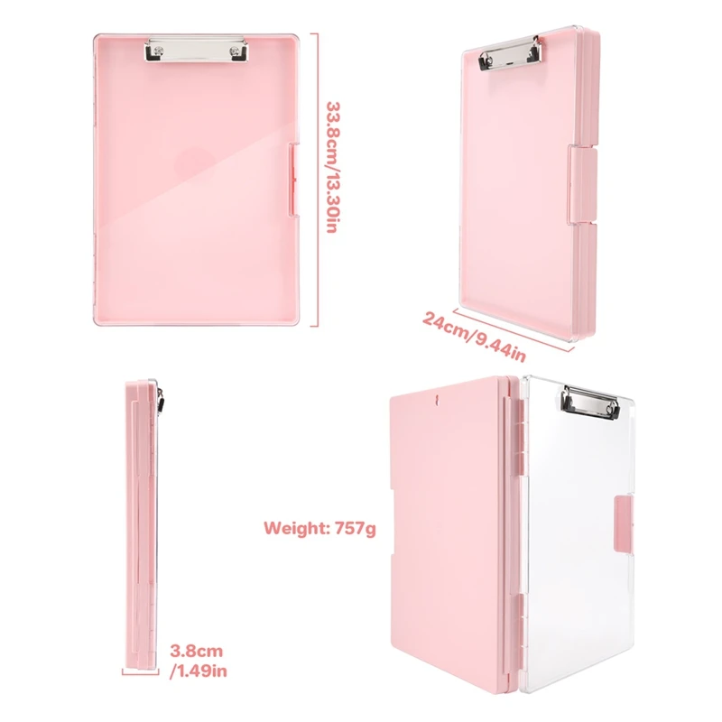 Clipboard A4 With Storage Compartment,Folder Breastfeeding Clipboards Side Opening Portable Writing Clipboard