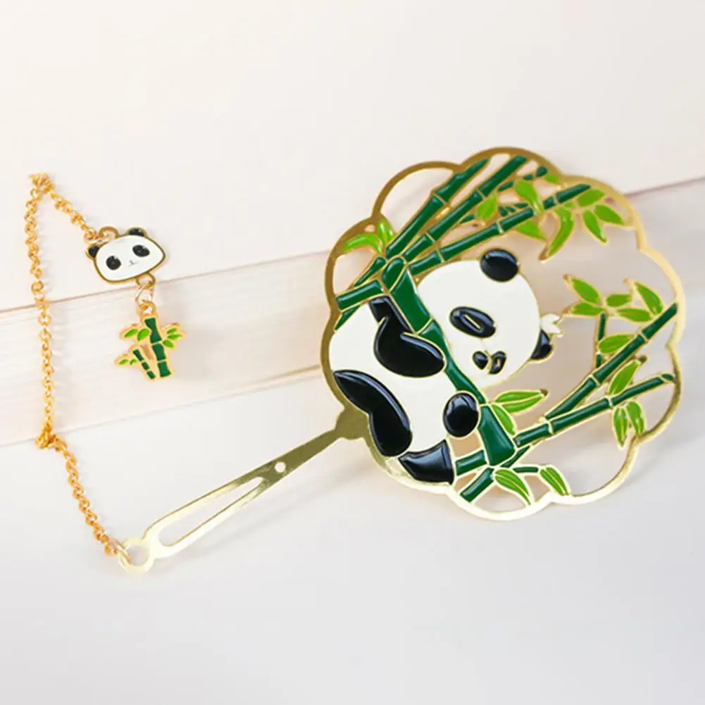 Panda Bookmark Corrosion Resistant Metal Chain Style Panda Vintage Bookmark fournitures scolaires