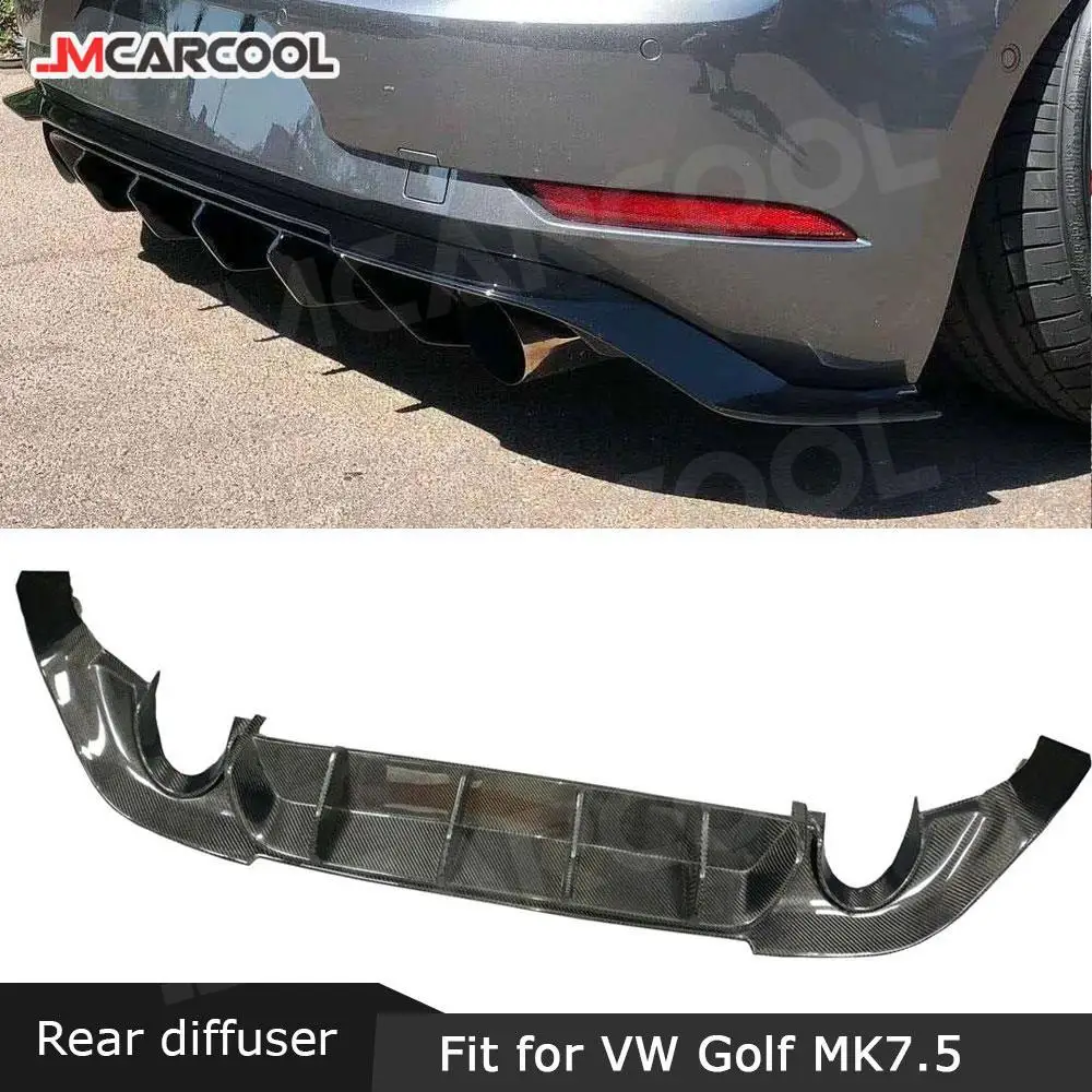 Carbon Fiber Rear Lip Diffuser Spoiler For VW Golf 7.5 MK7.5 Standard And GTI 2017-2019 FRP Fin Shark Style Bumper Protector