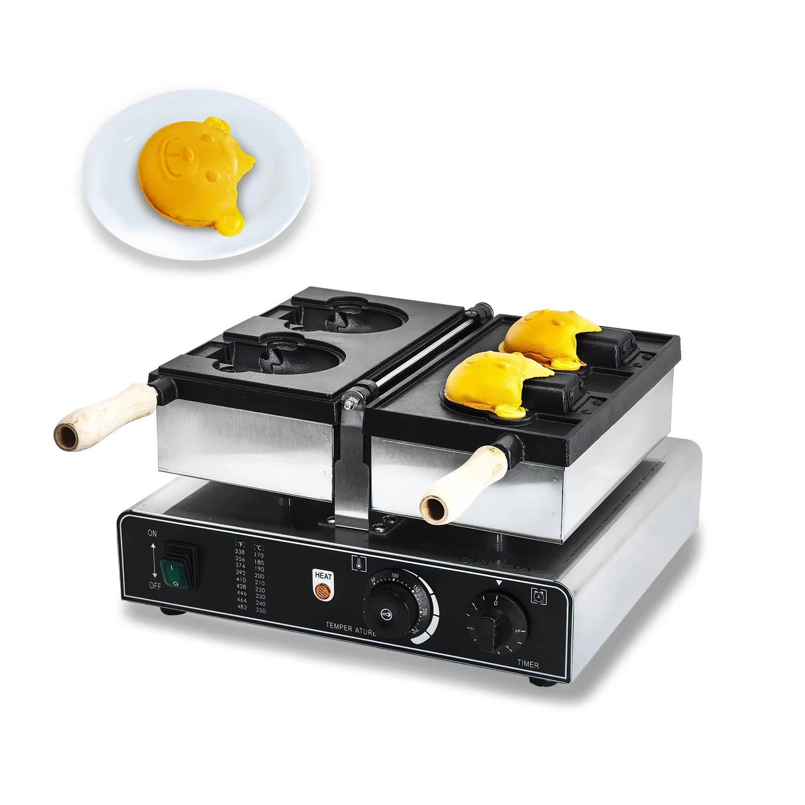 Commercial Hot Selling Customized Bear Mold Shaped Waffle Machine Chicken Rolls Fill Ice Cream-New Condition