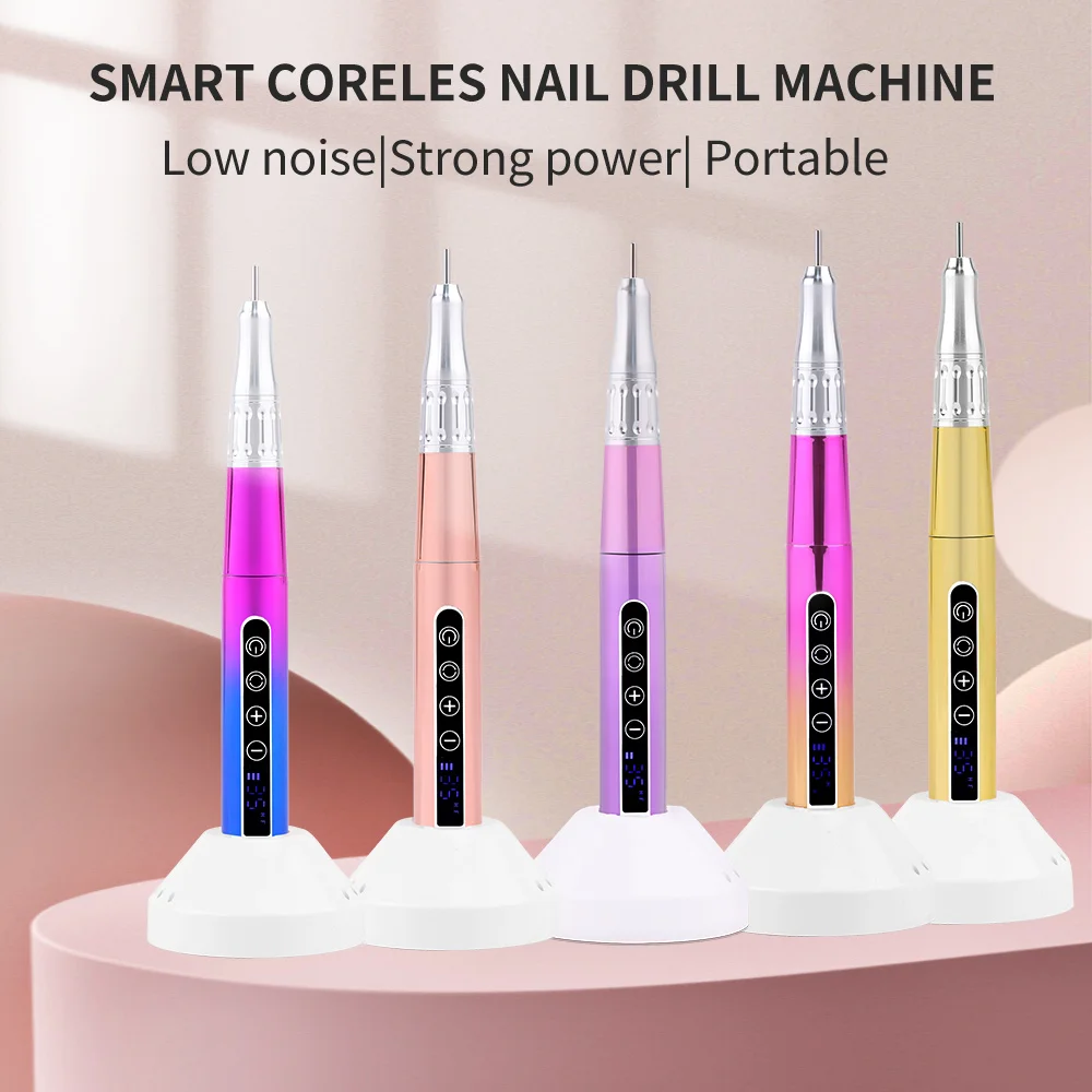 

65w Portable Coreless Motor Cordless Nail Drill 35000RPM Electric Handle Pen Drill Pedicure Rechargeable Handpiece LCD Display