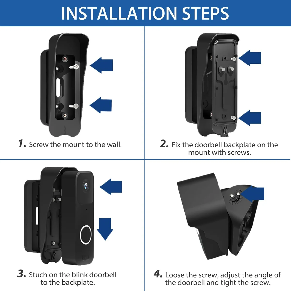 A52TDoorbell Mount Angle Adjustable Mount Kit Blink Doorbell Camera Angle Mount, for Blink Video Doorbell Camera