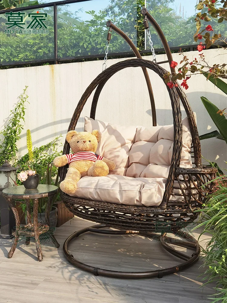 

Indoor Balcony Cradle Chair Swing Outdoor Leisure Rattan Double Hanging Basket