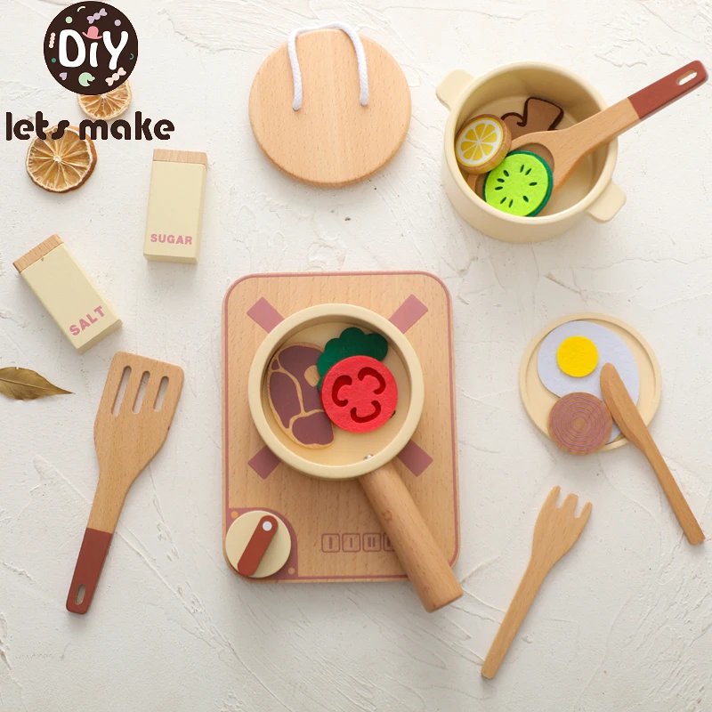 

Kid Kitchen Montessori Toys Set Cooking Cutting Fruit Cooking Kitchen Utensils Wood Children Simulation Education Pretend Play