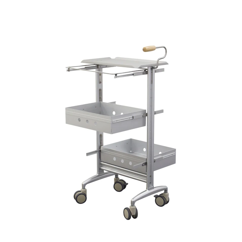 Gold Hairdressing Cart Trolley Organizer With Wheels Portable Aesthetics Auxiliary Hairdresser Salon Golden Wooden Hospital Iron