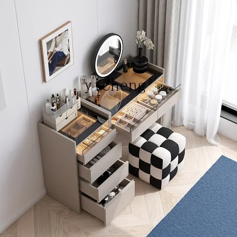 r5.13 light luxury solid wood dresser, chest cabinet, combination cabinet, high-end master bedroom makeup table with jewelry box