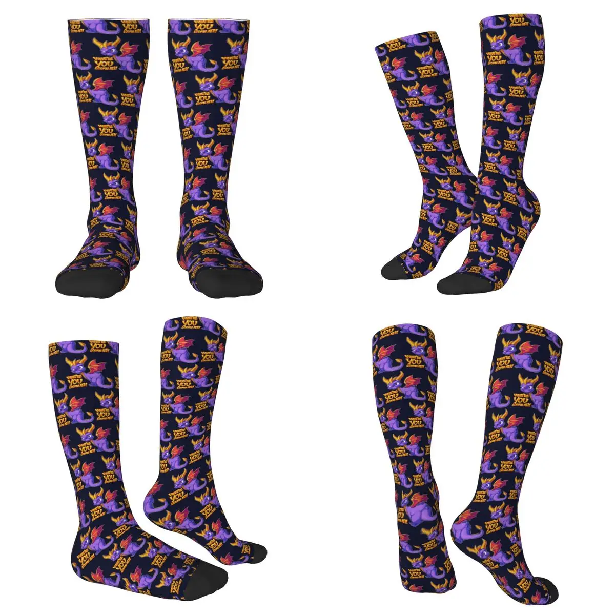 

All Seasons Spyro Pattern Socks Harajuku Sport Middle Tube Socks Soft Hip Hop Stockings for Men Women