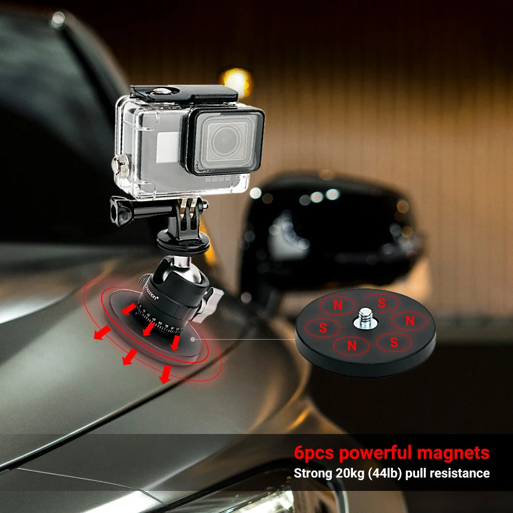 PROfezzion Magnetic Mount ขาตั้งฐานชุด Strong Ball Head สำหรับ Gopro Hero ,DJI Osmo กล้อง AKASO Action กล้อง