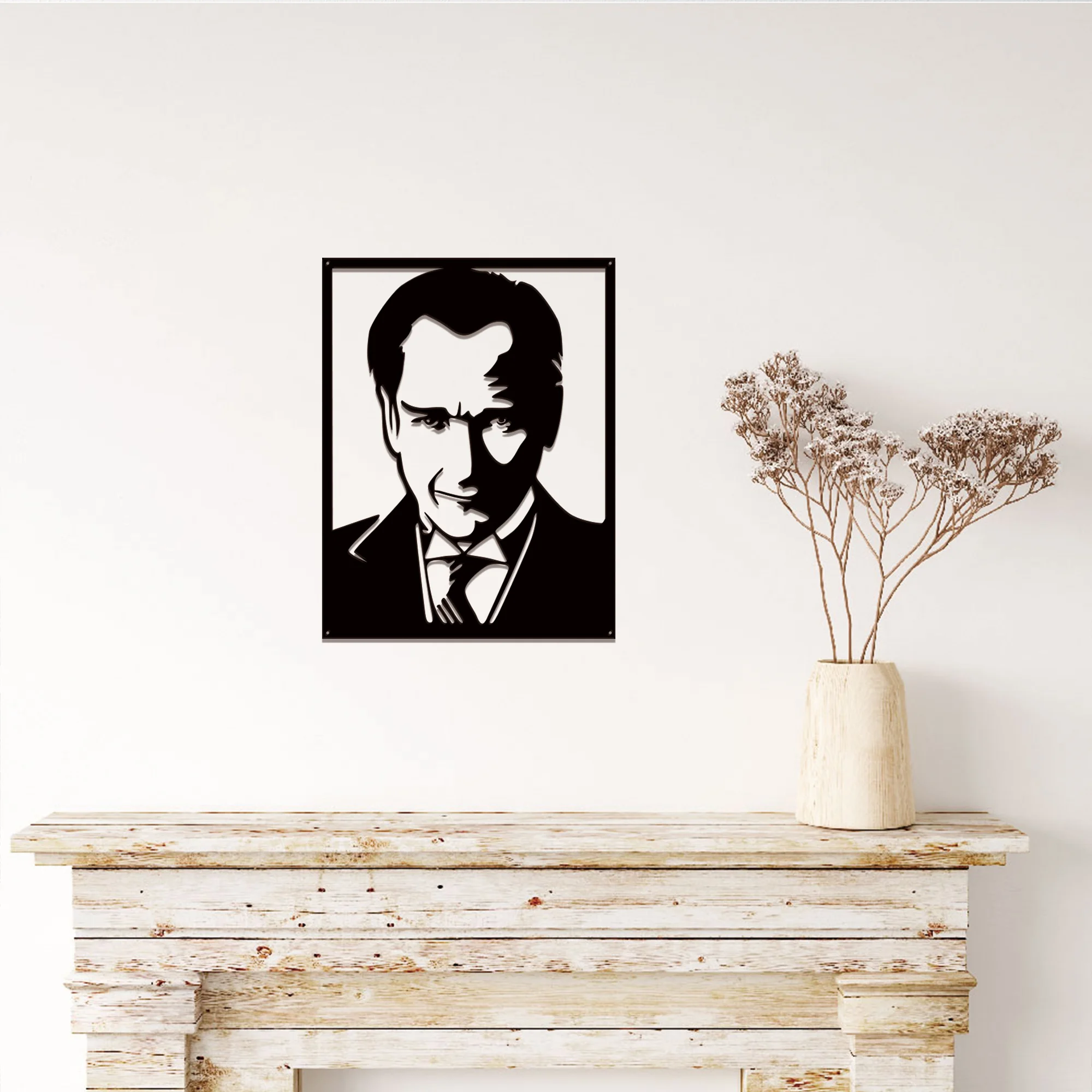 1pc Portrait Mustafa Kemal Ataturk Leader Turc decor，Aesthetic Retro Metal Hanging Ornament, For Home Room Decor