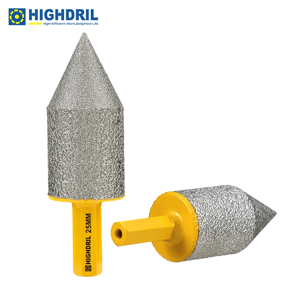 HIGHDRIL 1pc Dia 20/25/35mm Diamond Chamfering Milling Bits with Hex Shank Grinding For Porcelain Tile Ceramic Marble Granite