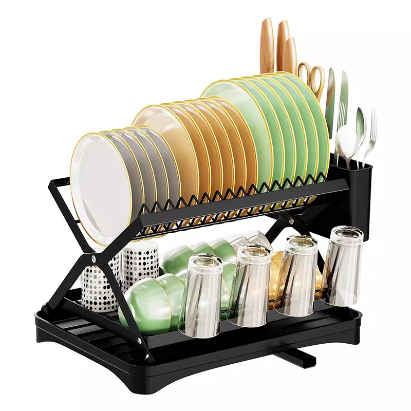 مجفف أطباق طاولة المطبخ ، رف تخزين ، رف أوعية قابل للطي ، منظم أكواب الماء ، قابل للطي ، قابل للطي ،