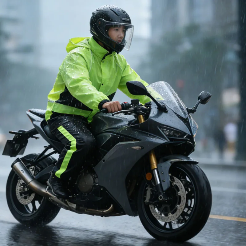 Double Layer Raincoat Motorcycle Rain Suit Oxford Clothes Full Body Waterproof Rainwear for Adult Electric&Moto Bike Equipment