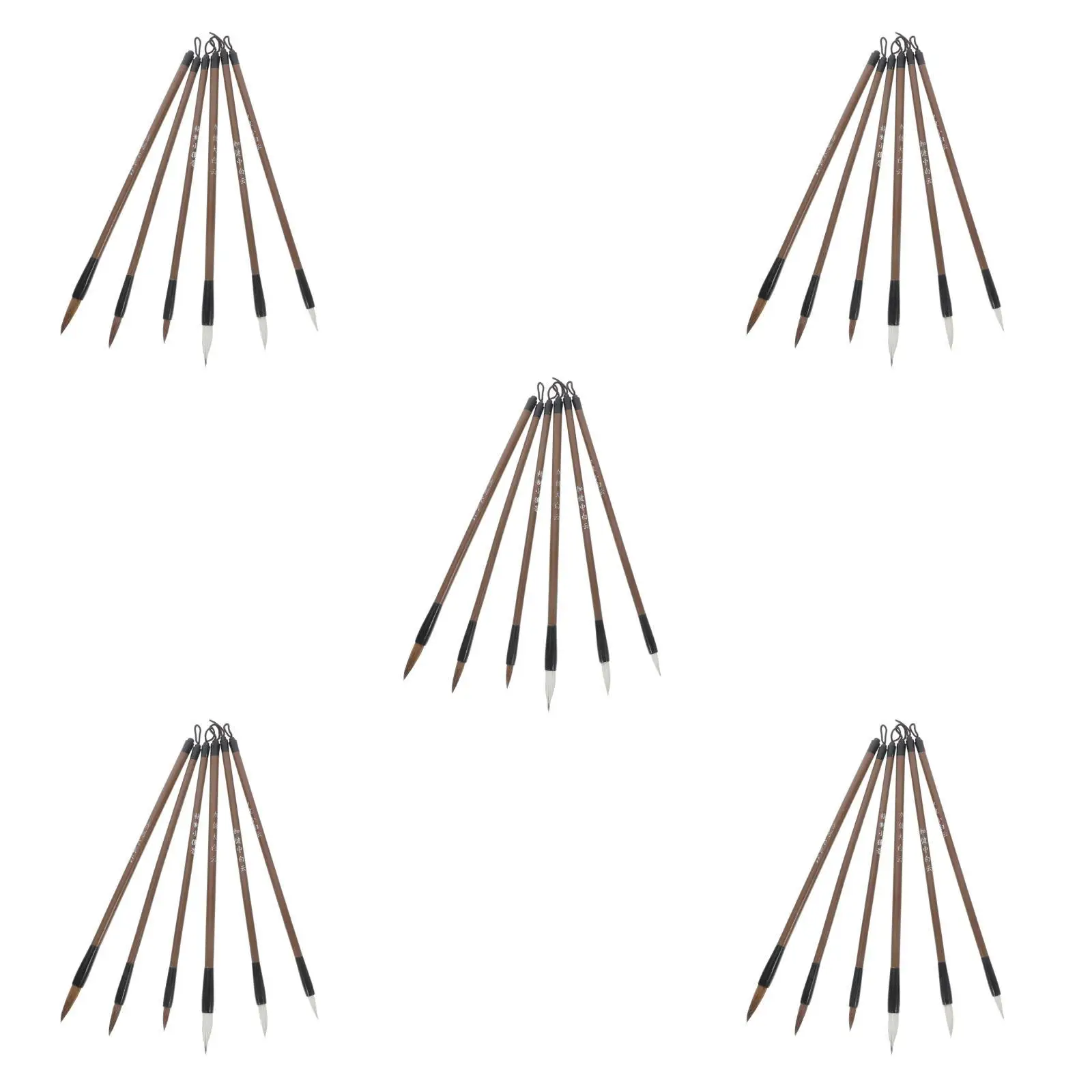 5 قطع من 5 قطع من فرش الطلاء ذات الفرشاة المدببة للكتابة باللون البني الصيني للطلاب #1