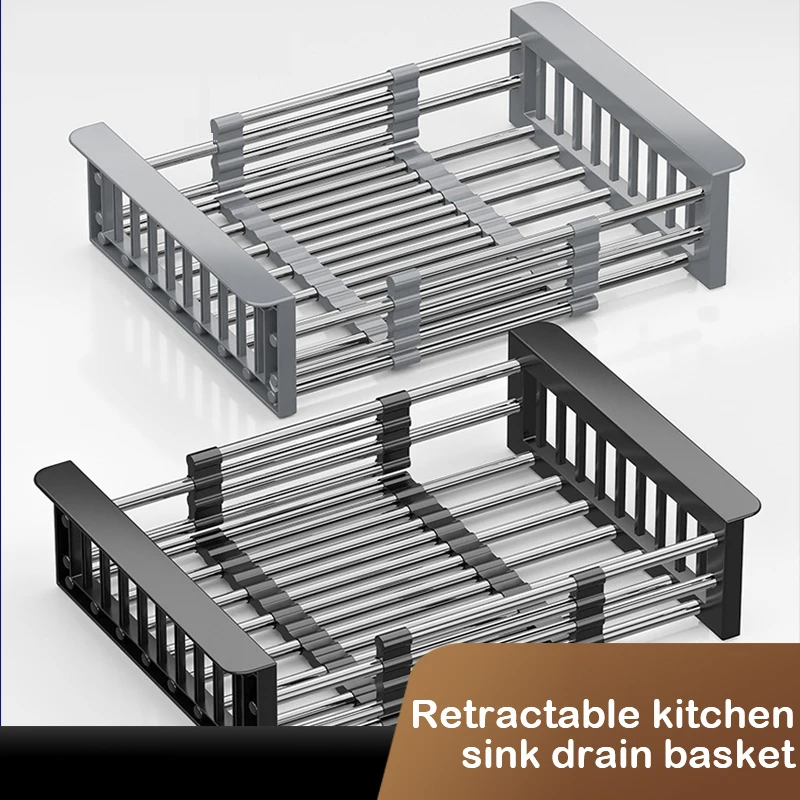 

Retractable Drain Basket For Kitchen Sink Storage Basket For Washing Fruits And Vegetables Multifunctional Drain Rack