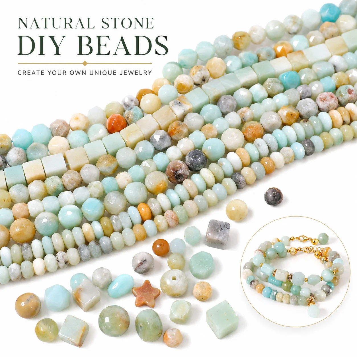 Amazonite Various Styles and Sizes for Handmade DIY Jewelry Beaded Bracelets Necklaces Decorative Accessories Jewelry Components