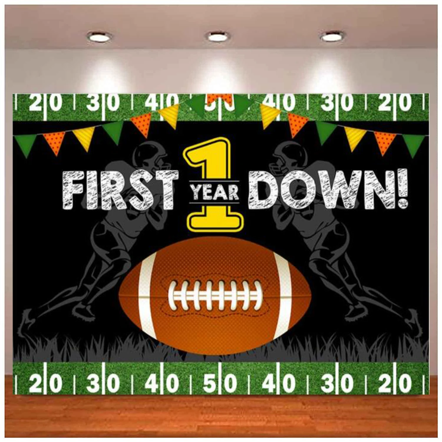 

Football Themed Photography Backdrop Happy 1st First Birthday Party Decor For Boy Background Newborn Banner Photo Booth Props