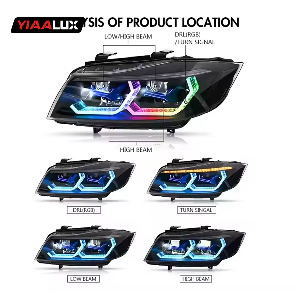 Led Headlight for 2005-12 for BMW E90 328i 335i 328xi 335d 335xi New LED RGB Headlight Car Accessories for BMW E90 Headlight