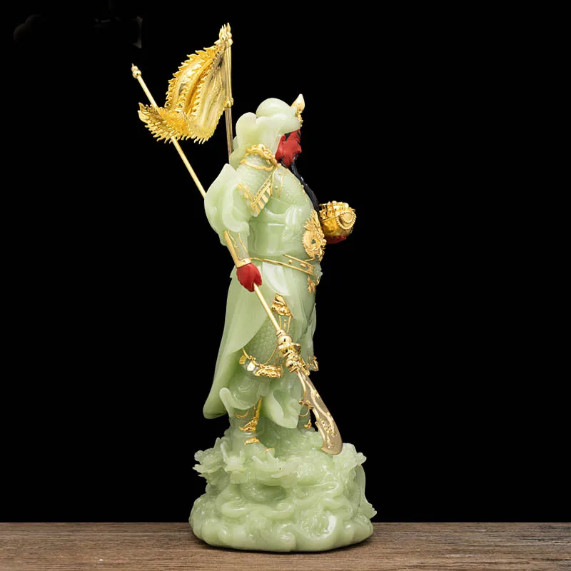 Southeast Asia HOME Shop Company high grade statue GOOD LUCK God of wealth 9 dragons GUAN GONG Mammon jade gilding Buddha statue