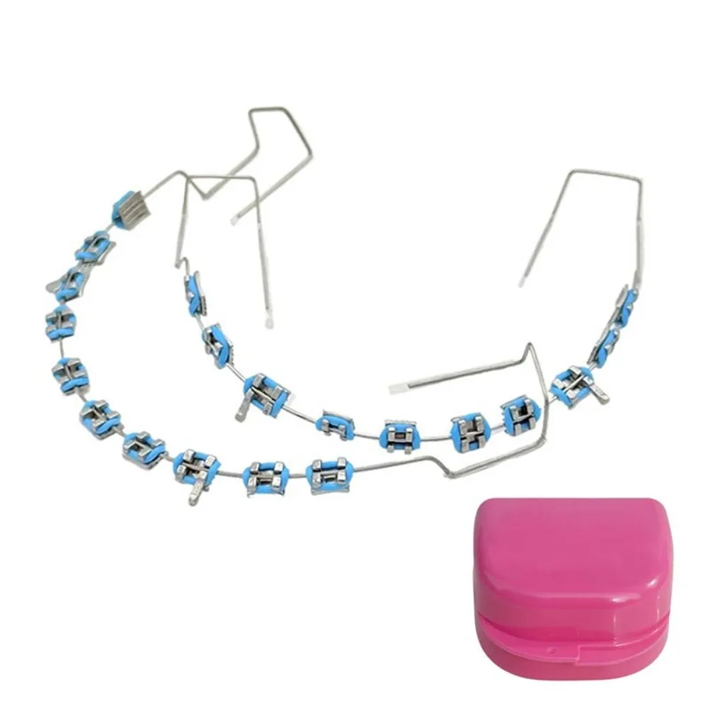 

Colorful Temporary Tooth Decoration with Box Dental Decorations Orthodontic Ligature Ties Fake Brackets with Metal Wires