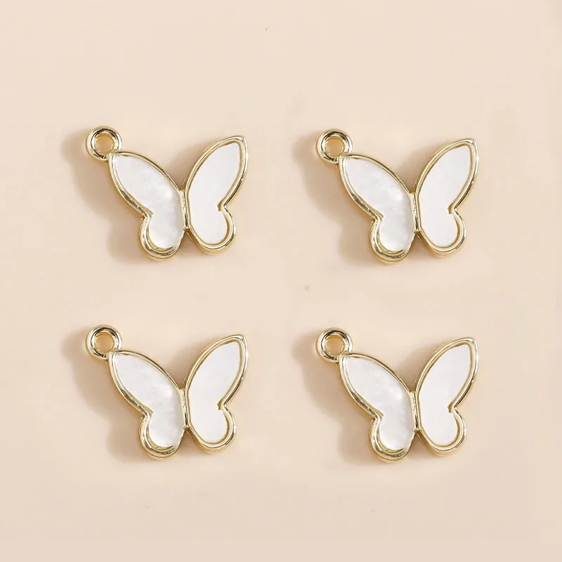 8pcs 11*14mm Cute Gold Plated Butterfly Charms Animal Pendants for Handmade Earrings Necklaces DIY Jewelry Making Accessories