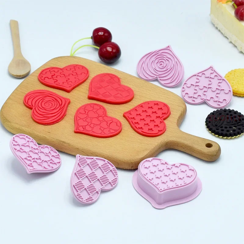

Cookie Cutter Set, Heart Valentine Fondant Cookie Embossing Stamp Molds, Cake Decorating Tools for Birthday, Valentine's Day