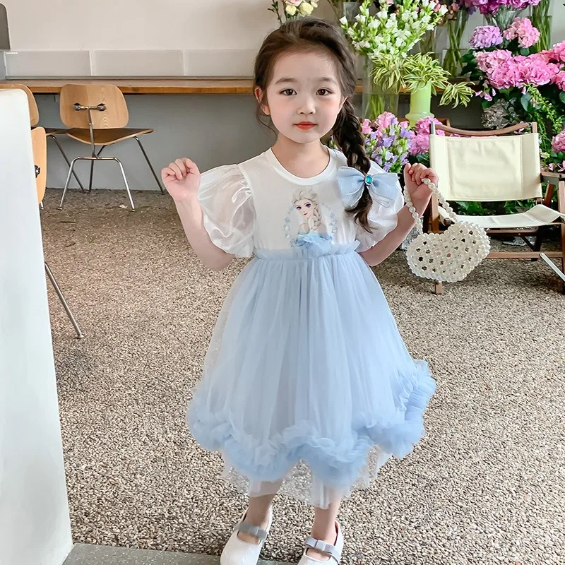 Disney Girls Dress Summer Baby Clothes Kids Dresses Princess Party Costume For Children Outfits Clothing Frozen Elsa 2-8Y