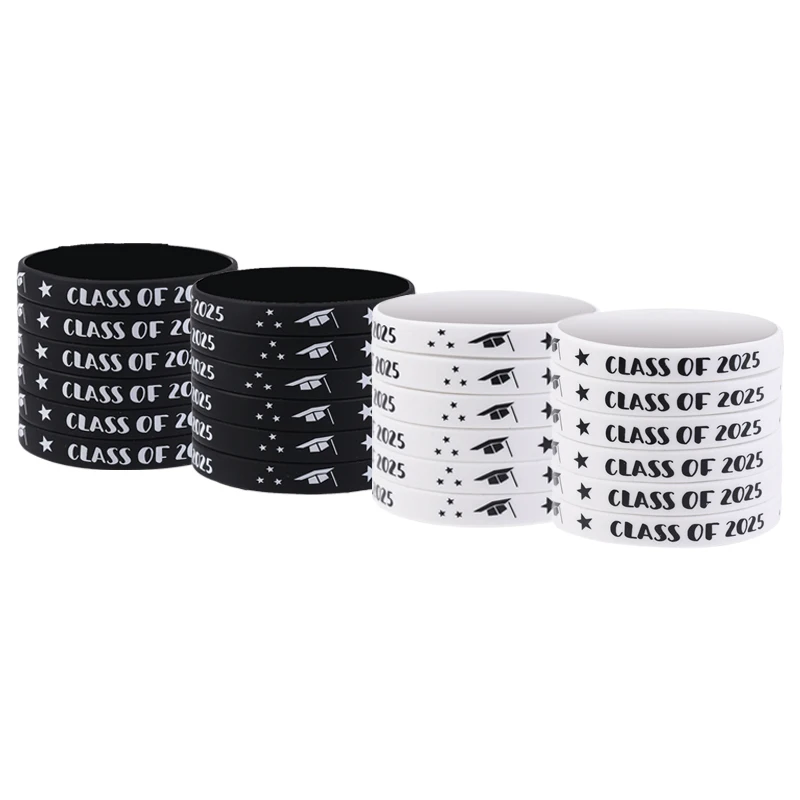 

30Pcs Class Of 2025 Bracelet Silicone Graduation Bracelets Rubber Bracelets Graduating Celebration Bracele For Teacher Student G