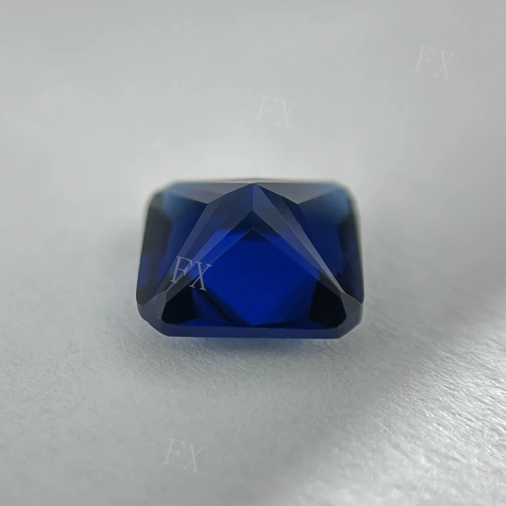 Wholesale Dark Blue Square Octangle Shape Princess Cut Loose Glass Beads Synthetic Gems For Jewelry Size 2x2~12x12mm