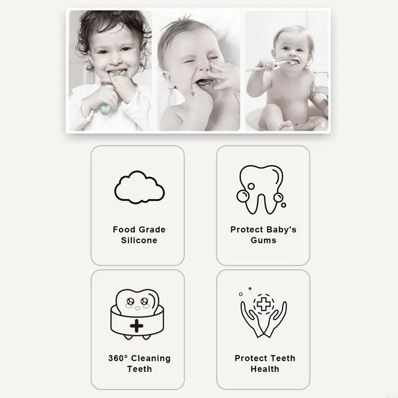 

Q1FE Cartoon Handheld 360 Degree U-shaped Baby Toothbrushes Soft Silicone Teeth Brushes Kids Teeth Cleaner Care