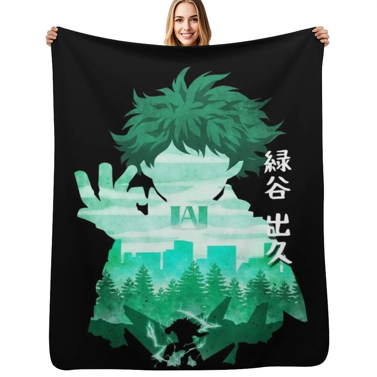 

Deku Midoriya Izuku One For All Hero Academy #5 Throw Blanket Color Fast Cozy Throw Blanket