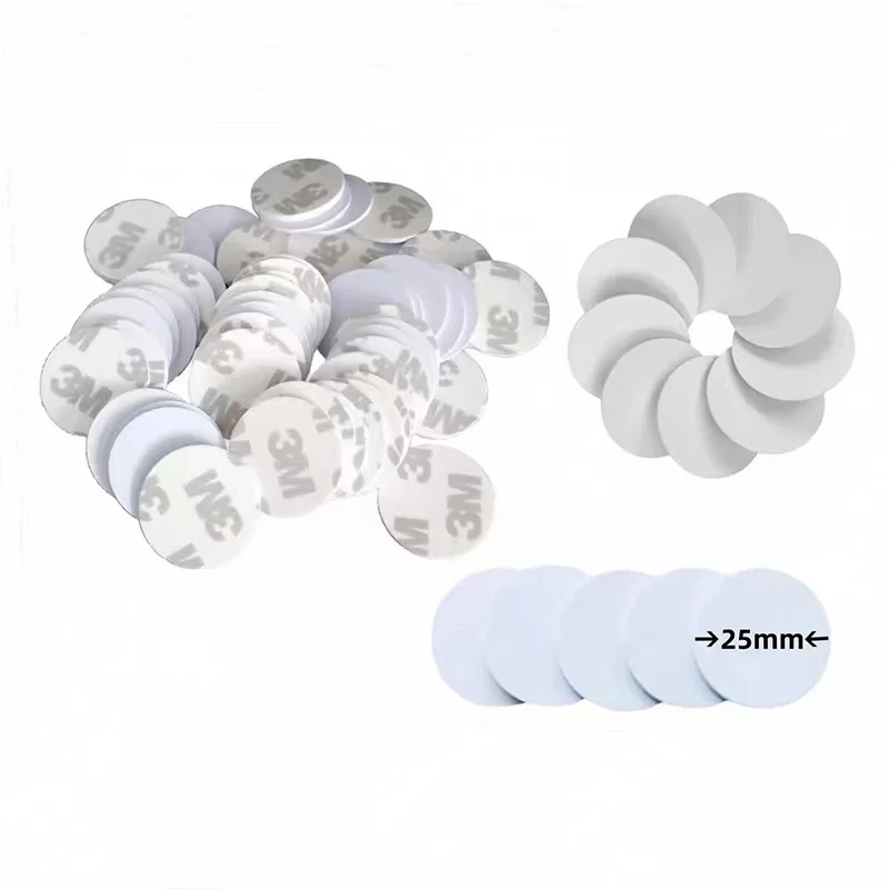 50 pcs NFC Coins Card Tag Key with Adhesive Back, N 215 13.56MHz 504 bytes,  NFC 215 Key Tag 25mm Diameter Ultralight Round Tags
