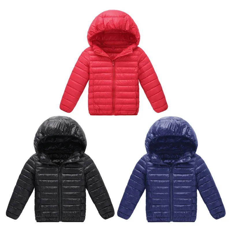 Lightweight Down Puffer Jacket Coat for Boys Girls Insulated Quilted Bubble Puffer with Hooded Zipper Winter Clothes Solid Color