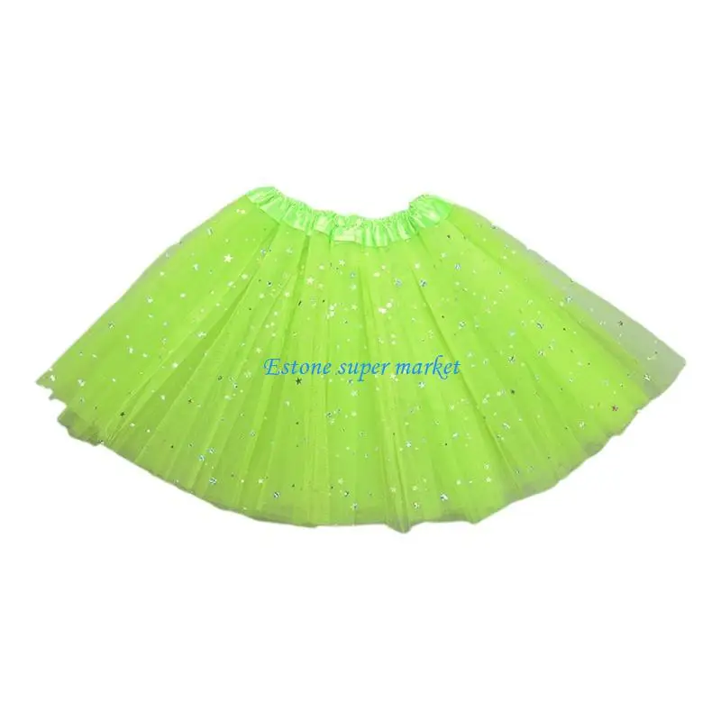 

090B Children Kid Girls Shiny Sequins Ballet Skirts Elastic Mesh Tutu Dress
