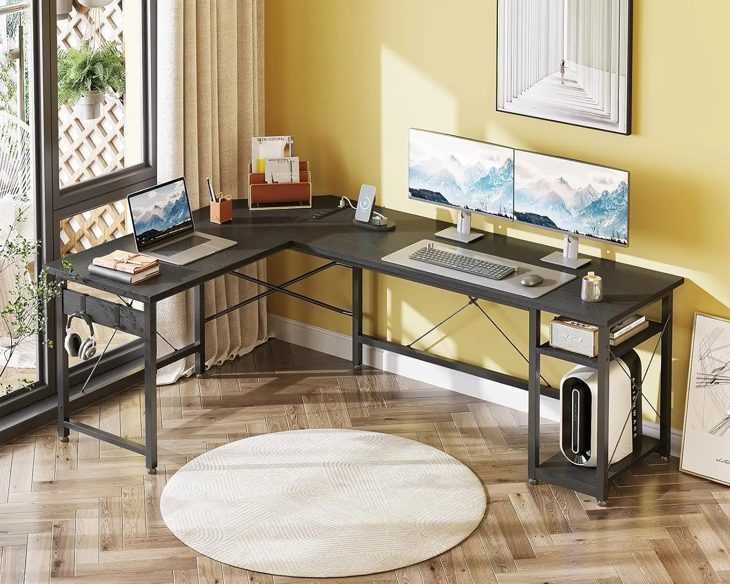 Coleshome L Shaped Computer Desk 66