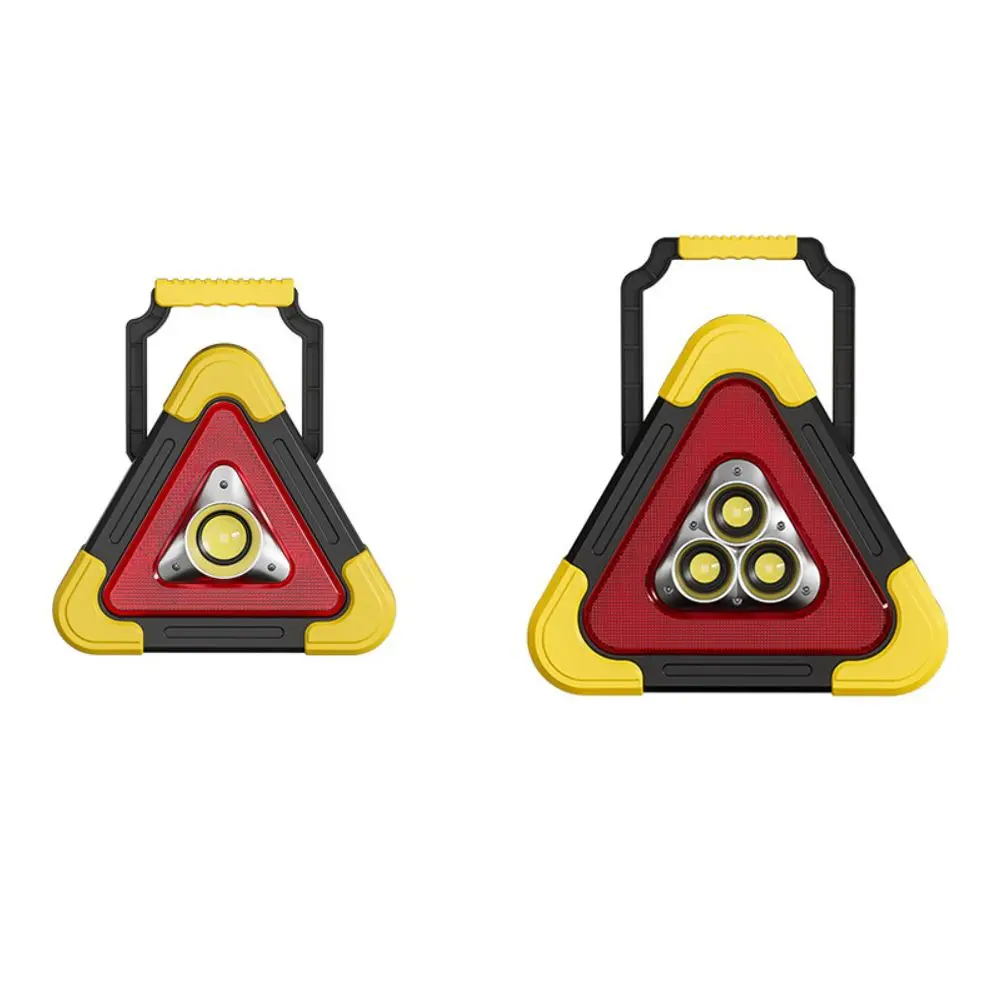 Portable 2-IN-1 Warning Light Solar Safety Triangle Warning Sign Roadside Breakdown LED Work Light Car