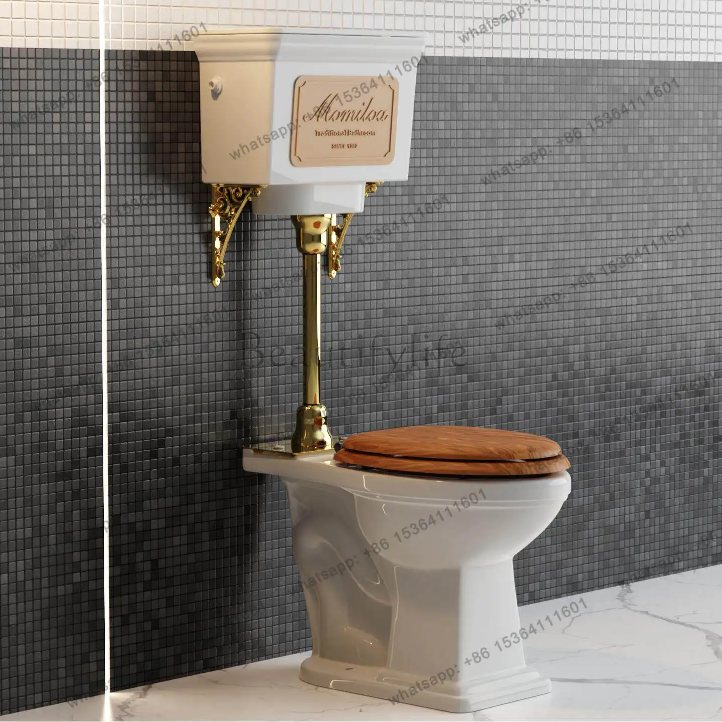 Retro toilet floor row vintage wall-mounted water tank ceramic customizable color bar