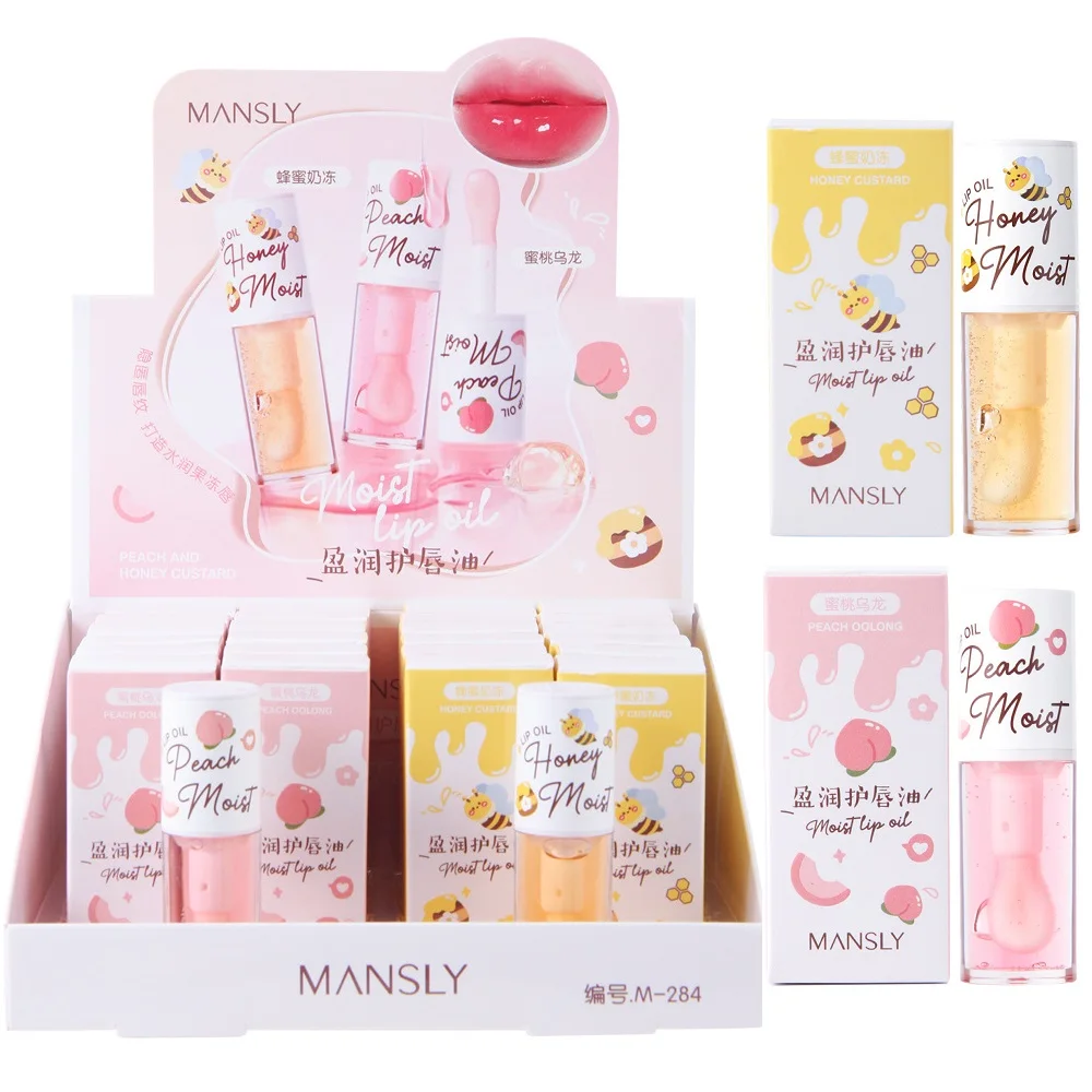 

26Pcs/lot Peach Honey Lip Oil Relieves Dry Moisturizing Lip Gloss Fades Lip Lines Water Light Lips Lips Care Makeup Cosmetics