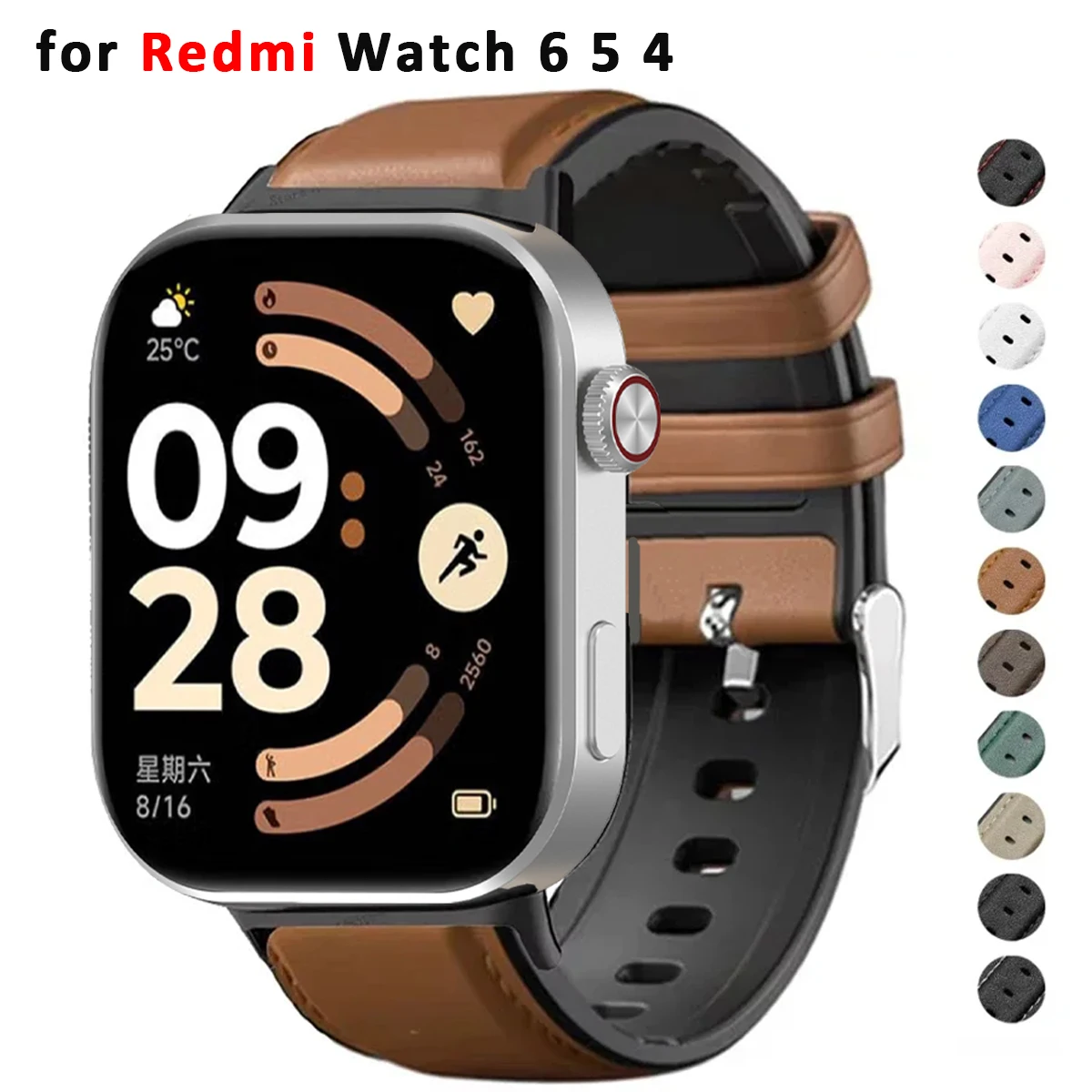 Pulseira de Couro para Redmi Watch 6 5 4, Bracelete Vintage para Miband 8Pro 9Pro, Acessório Substituível para Smartwatch