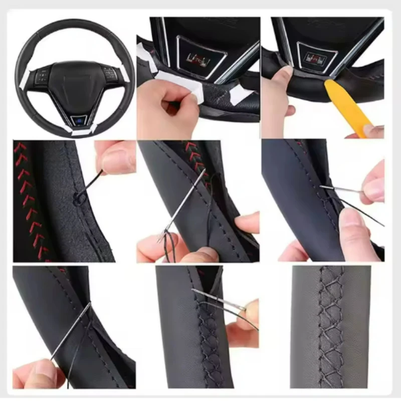Hand-stitched renovation black leather car steering wheel cover for Nissan Almera N16 Pathfinder Primera Paladin X-Trail