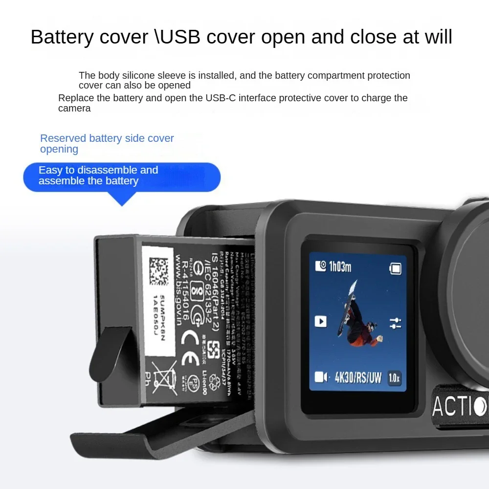 เคสซิลิโคนสำหรับ DJI Action 5 Pro อุปกรณ์เสริมแบบนิ่ม + ฝาครอบเลนส์ ยางซิลิโคนป้องกันสำหรับ DJI Osmo Action 5 Pro