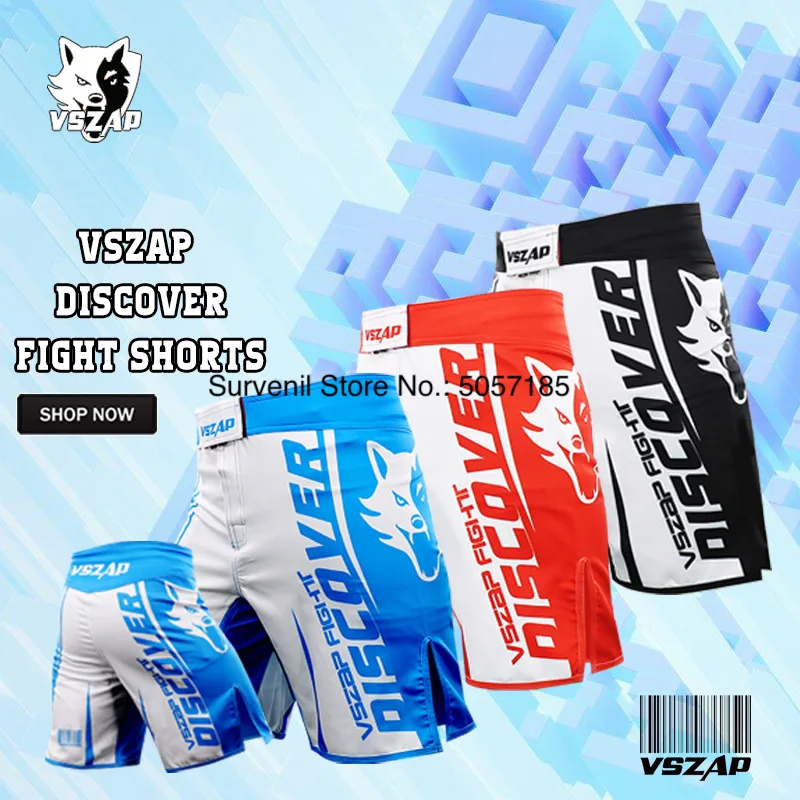 VSZAP Boxing Fight Shorts For Men MMA Muay Thai Sport Shorts Wolf Sanda Combat Grappling Kickboxing Pants Gym Boxe MMA Shorts