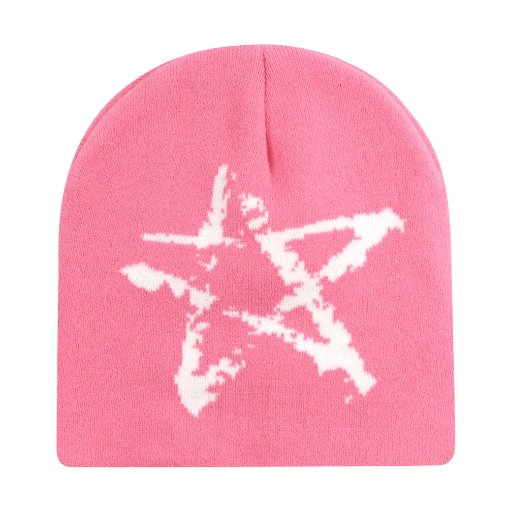 كول ستار نمط الشتاء الدافئة بيني للنساء الرجال في الهواء الطلق Skullcap التزلج قبعة Y2K الباردة قبعة الهيب هوب الدراجات متماسكة قبعة الخريف