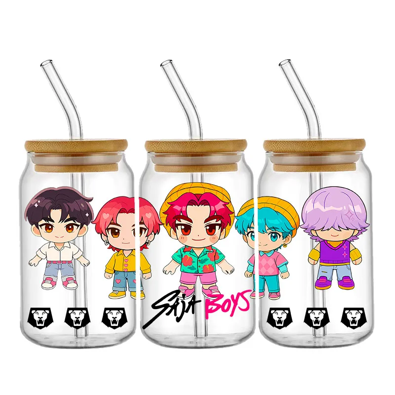 شيطان الصيادين فيلم Kpop عاشق هدية أنيمي مروحة الأشعة فوق البنفسجية DTF ملصقات جاهزة لنقل كوب التفاف مخصص لتقوم بها بنفسك الحرفية ل Libbey يمكن الزجاج