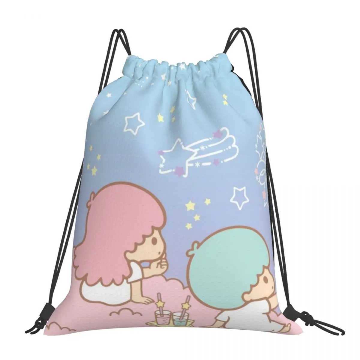 Drawstring bag Storage Portable Handbags Hello Kitty Little Twin Stars Grocery Shopping Shoulder bags foldable Travel Bag