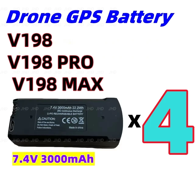 JHD Original V198 GPS Battery 7.4V 3000mAh V198Pro Drone For V198 PROMAX RC Quadcopter V198 GPS Spare Battery Wholesale