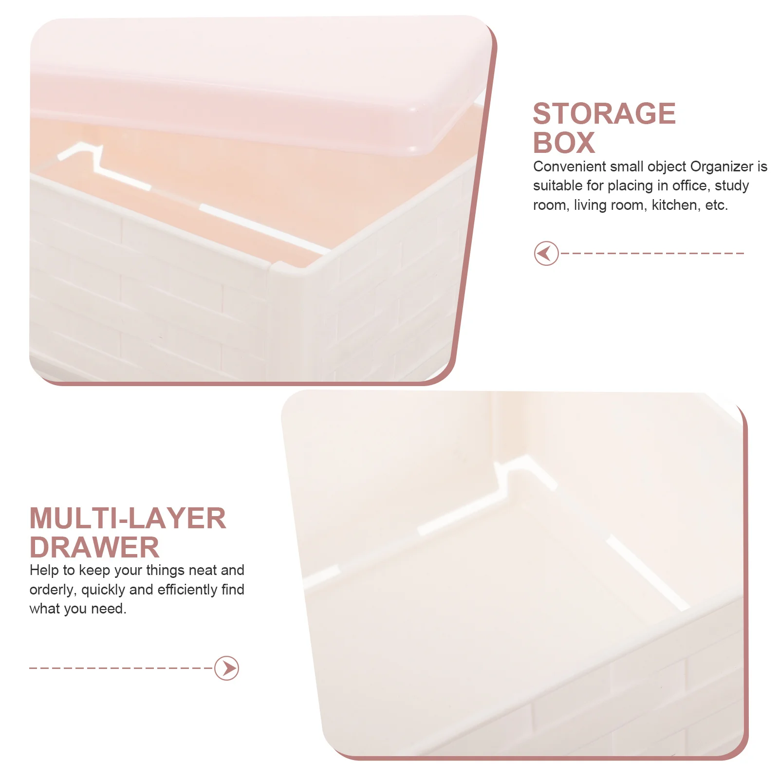 Kotak Penyimpanan Serbaguna Plastik untuk Kantor, Belajar, Dapur, Wadah Penyimpanan Plastik Kecil dengan Tutup