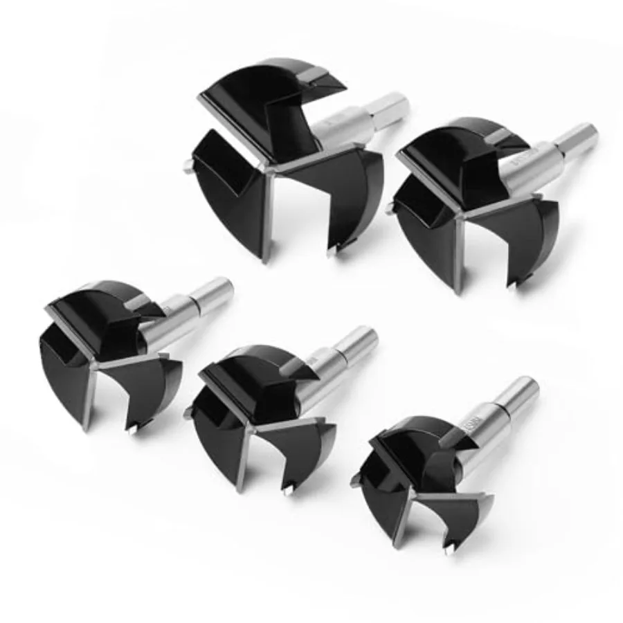 

5PCS Forstner Drill BitTriple Flute Tungsten Carbide Tipped - for Hard Wood Soft Wood Woodworking Hinge Cutter Tool Kits for Ve